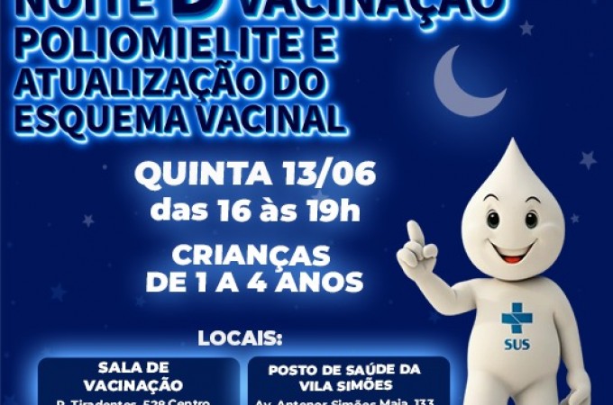 'Noite D' de vacinao contra a Poliomielite ser quinta-feira 13