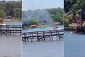 Lancha pega fogo em prainha de Arealva e deixa 4 feridos