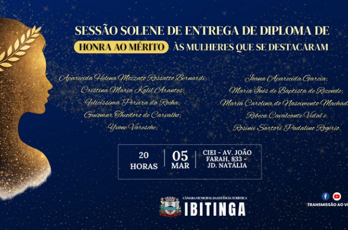 C�mara de Vereadores vai entregar diplomas de Honra para mulheres