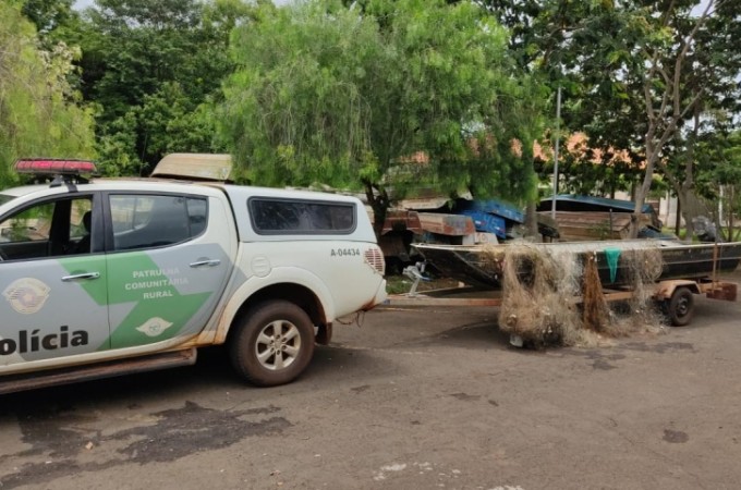 PM Ambiental apreende rede de pescadores no Rio Jacar-Guau