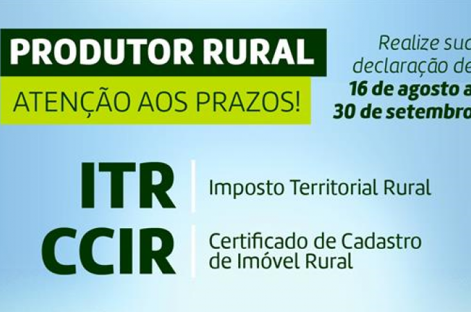 Sindicato Rural alerta os produtores rurais sobre CCIR e ITR 